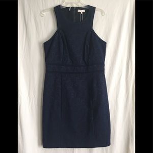 NWT Rebecca Taylor navy blue floral brocade dress